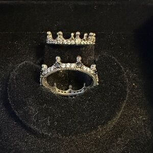 Pandora Silver Crown Ring Duo